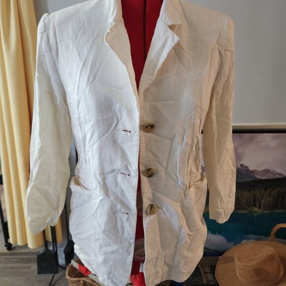 Ivory Linen-Blend Blazer | Artist’s Loft | Size S - M - Picture 1 of 1